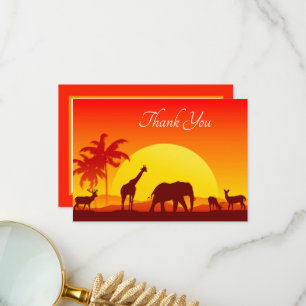 cute Safari animals add text Thank You Card