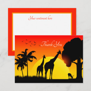 cute Safari animals add text Thank You Card