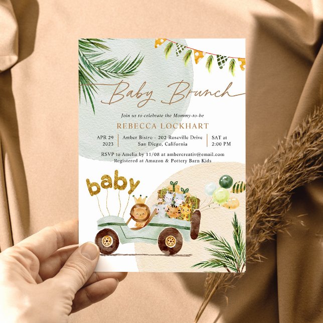 Cute Safari Animals Baby Brunch  Invitation (Creator Uploaded)