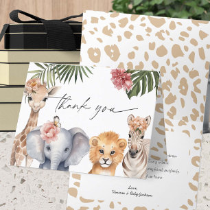 Cute Safari Animals baby Girl Shower Thank You