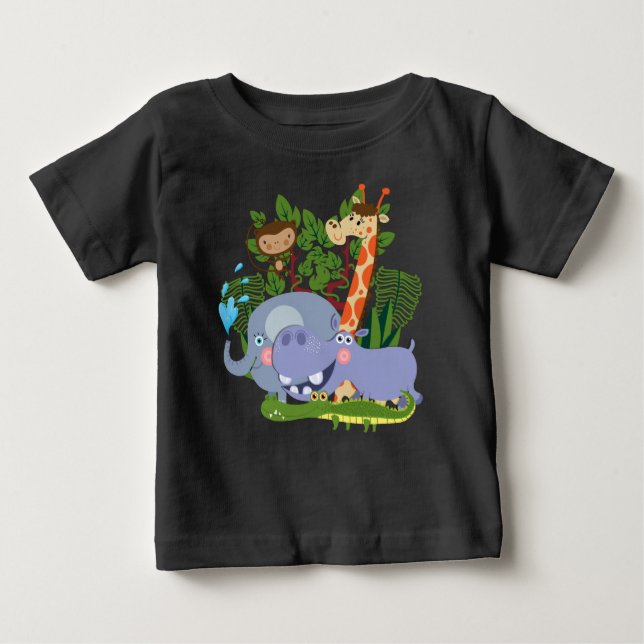 Cute Safari Animals Baby Raglan T-shirt (Front)