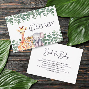 Cute Safari Animals Baby Shower Books for Baby Enclosure Card