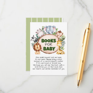 Cute Safari Animals Baby Shower Books for Baby Enclosure Card