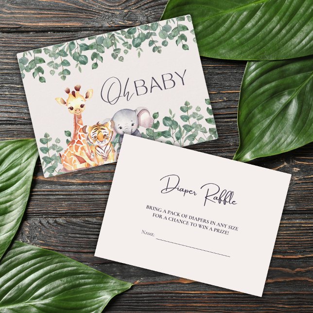 Cute Safari Animals Baby Shower Diaper Raffle Enclosure Card (Creator Uploaded)