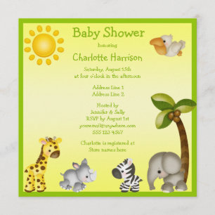 Cute Safari Animals Baby Shower Invitation