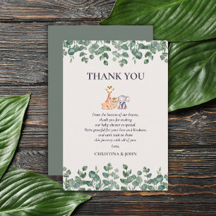 Cute Safari Animals Baby Shower Thank You Card