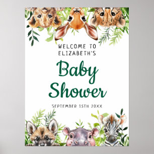 Cute Safari Animals Baby Shower Welcome Sign
