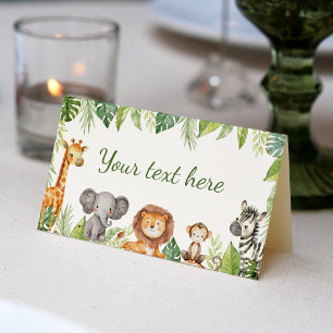 Cute Safari Animals Birthday Party Place Card