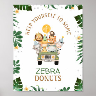 Cute Safari Animals Birthday Party Sign