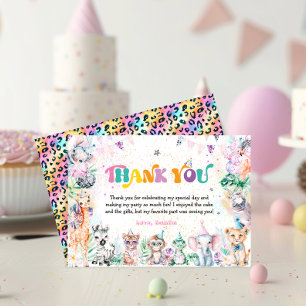 Cute Safari Animals Birthday Party Thank You Card