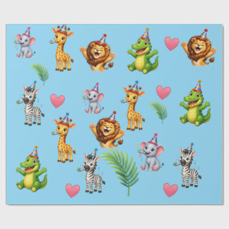 Cute Safari Animals Birthday Wrapping Paper | Jung
