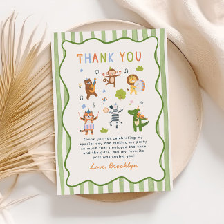 Cute Safari Animals Boy 1st Birthday Thank You Card