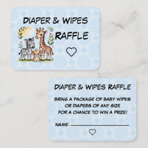 Cute Safari Animals Boy Baby Diaper Raffle Enclosure Card