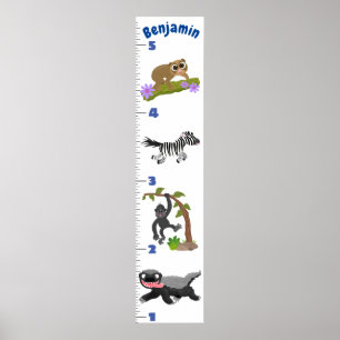 Cute safari animals cartoon growth chart