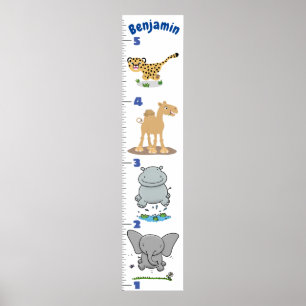 Cute safari animals cartoon growth chart