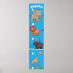 Cute safari animals cartoon growth chart