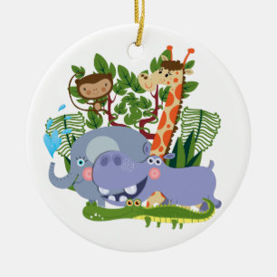 Cute Safari Animals Ceramic Ornament