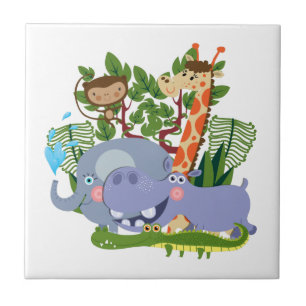 Cute Safari Animals Ceramic Tile