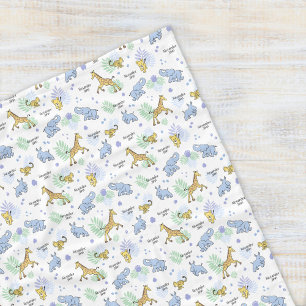 Cute Safari Animals Colourful Name Baby Kids White Fleece Blanket