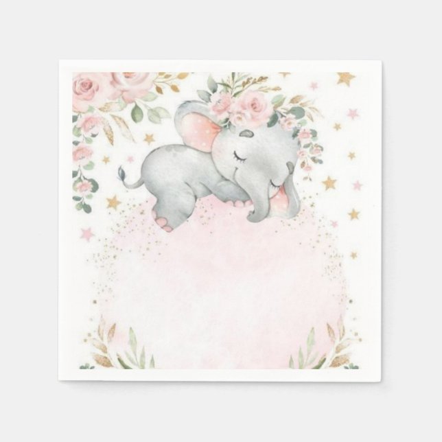 Cute Safari Animals First Birthday  Decor Napkin (Front)