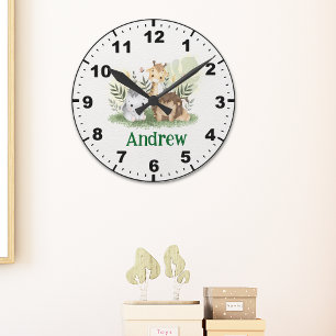 Cute Safari Animals for Kids Round Clock