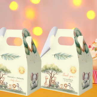Cute safari animals gender neutral baby shower favour box