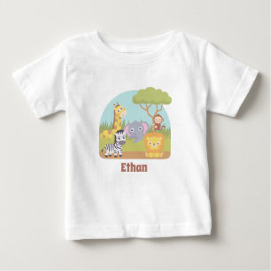 Cute Safari Animals, Giraffe, Lion, Zebra Baby T-Shirt