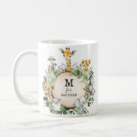 Cute Safari Animals Jungle Greenery Boy Monogram Coffee Mug<br><div class="desc">This design features rustic watercolor botanical greenery and adorable jungle animals</div>