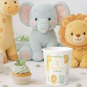 Cute Safari Animals Jungle Kids Birthday Party Paper Cups