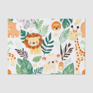 Cute Safari Animals Jungle Pattern Tissue Paper