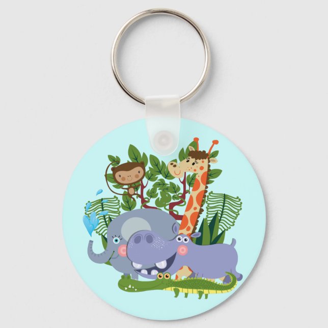 Cute Safari Animals Key Ring (Front)