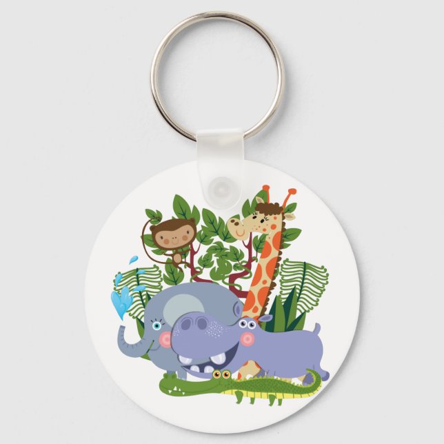 Cute Safari Animals Key Ring (Front)