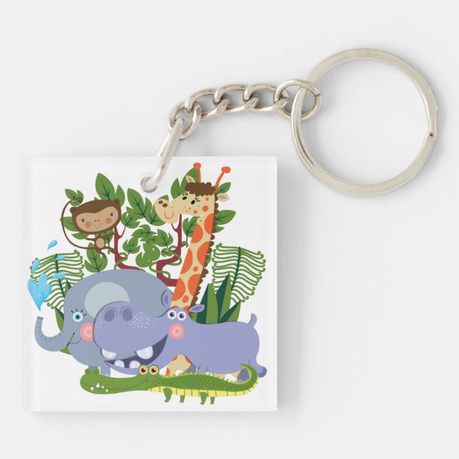 Cute Safari Animals Key Ring (Back)
