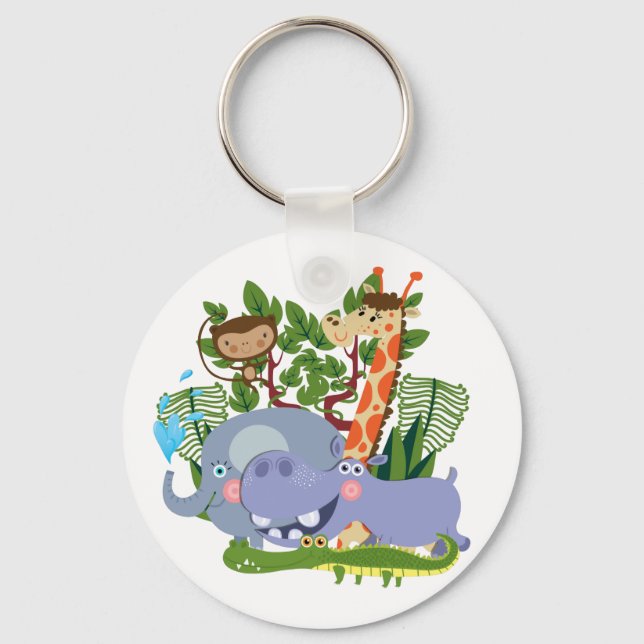 Cute Safari Animals Key Ring (Front)