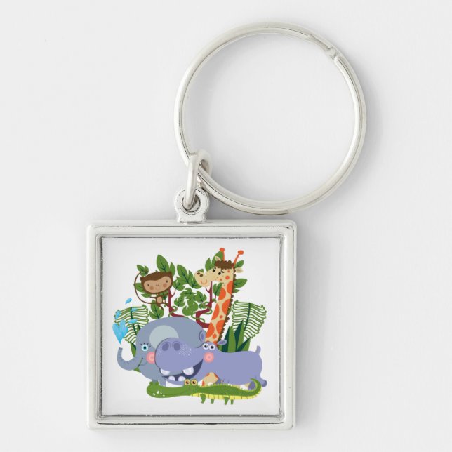 Cute Safari Animals Key Ring (Front)