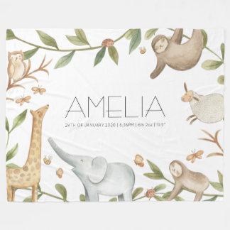 Cute safari animals large fleece blanket