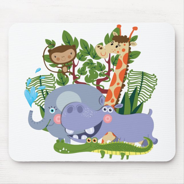 Cute Safari Animals Mouse Pad (Front)