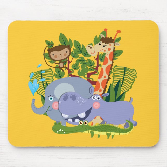 Cute Safari Animals Mouse Pad (Front)