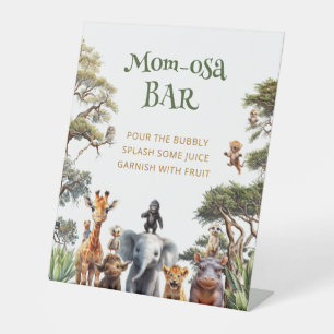 Cute Safari Animals Mum-osa Bar Baby Shower  Pedestal Sign
