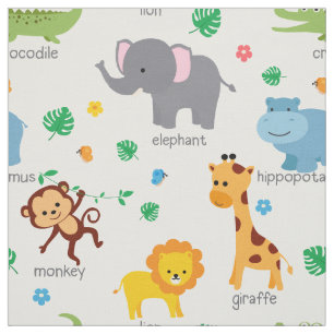 Cute Safari Animals Nursery Fabric