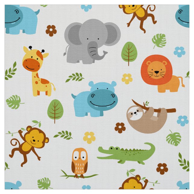 Cute Safari Animals Nursery Fabric (Swatch)