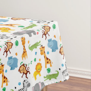 Cute Safari Animals Nursery Pattern Tablecloth