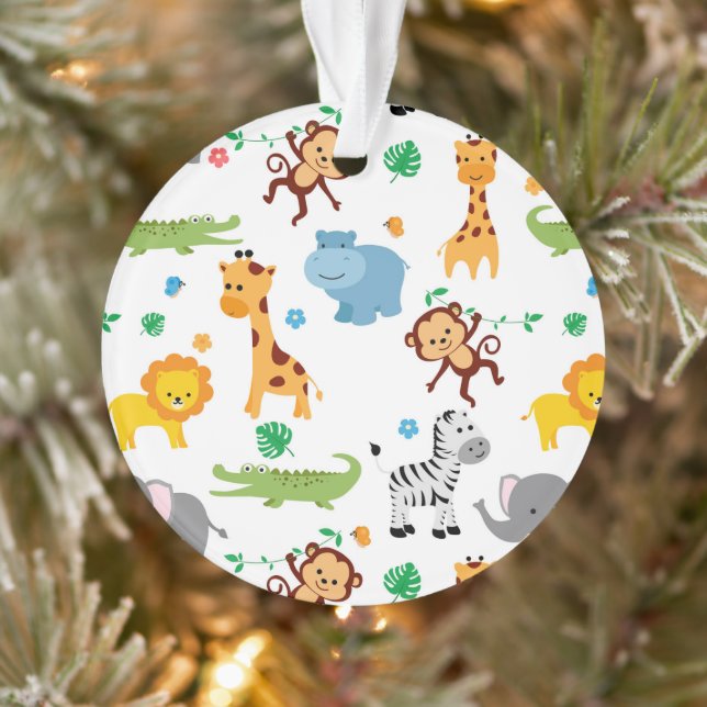 Cute Safari Animals Nursery Pattern Tote Bag Ornament (Tree)