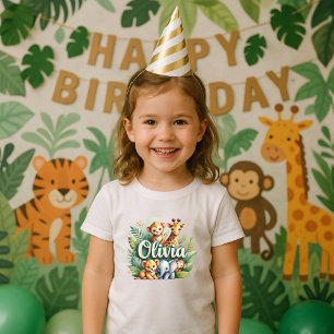 Cute Safari Animals Olivia Kids Tee