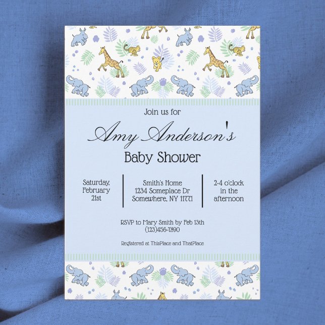 Cute Safari Animals Pattern Baby Shower Invitation (Creator Uploaded)