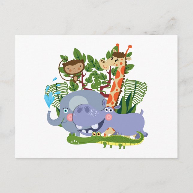 Cute Safari Animals Postcard (Front)