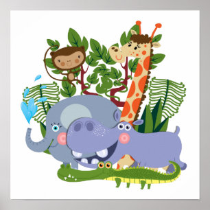 Cute Safari Animals Poster