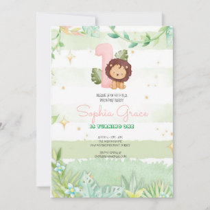 Cute Safari Animals primer cumpleaños Invitation