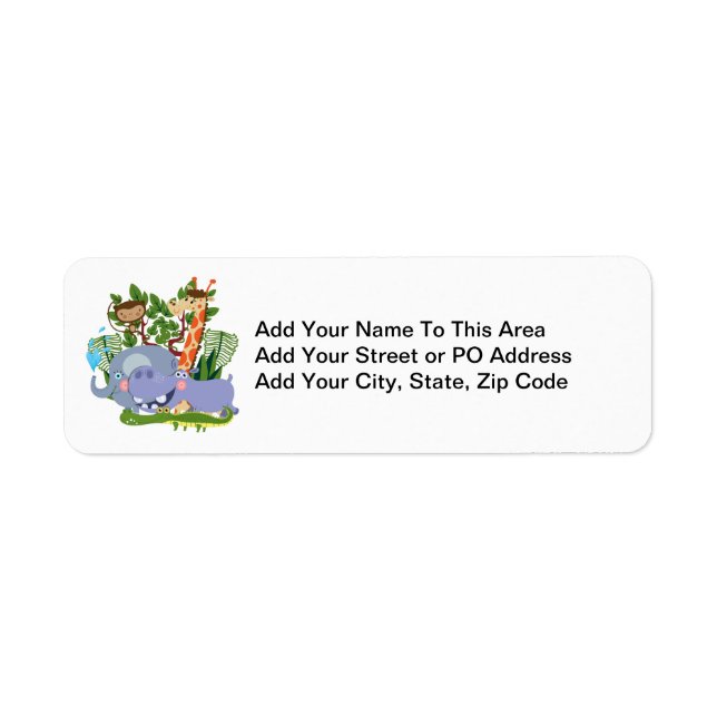 Cute Safari Animals Return Address Label (Front)
