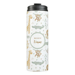 Cute Safari Animals School Kids Personalised Thermal Tumbler